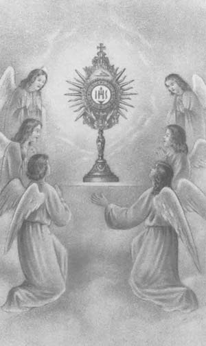 Angels adoring the Eucharist