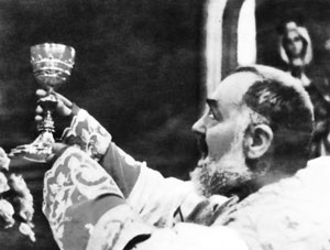 Padre Pio during the elevation of the Ciborium