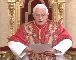 Benedict XVI giving his homily via satellite