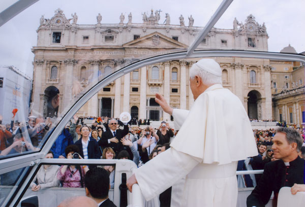 Alain Pilote waiving the pope