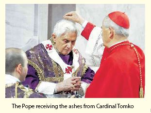 Pope Benedict XVI receiving ashes