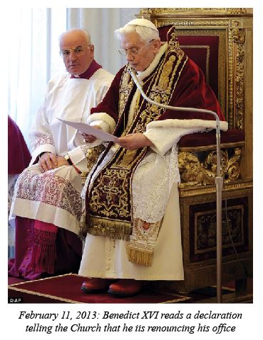 Pope Benedict is renouncing his office