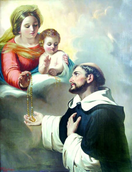 St. Dominic receiving the Rosary from the Virgin Mary
